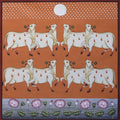 Animals pichwai traditional art titled 'Pichwai 13', 12x12 inches, by artist Pichwai Art on Cotton Cloth