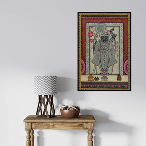In-situ view of Unknown's 'Pichwai (Shrinathji's Jeweled Majesty)' painting in a room