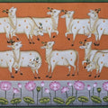Animals pichwai traditional art titled 'Pichwai 3', 10x14 inches, by artist Pichwai Art on Cotton Cloth