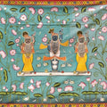 Religious pichwai traditional art titled 'Pichwai 32', 46x58 inches, by artist Pichwai Art on Cloth