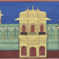 Cityscape pichwai traditional art titled 'Pichwai 8', 18x24 inches, by artist Pushkar Lohar on Cotton Cloth