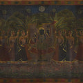 Folk Art tribal painting titled 'Pichwai Art with Gold Work', 47x36 inches, by artist Artisan on Cloth