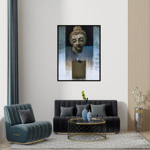 Preview of 'Piece Of Peace (Series 2) (Beyond Words)' Painting by Roni Sarkar shown on a wall in a furnished room.