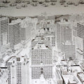 Cityscape pen ink drawing titled 'Pigeoned home III', 48x72 inches, by artist Mangesh  Kapse on Paper