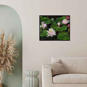 In-situ view of Sulakshana Dharmadhikari's 'Pink Lotus' painting in a room