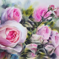 Nature watercolor painting titled 'Pink Roses', 15x22 inches, by artist Puja Kumar on Paper