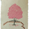 The Pink Tree' contemporary gouache painting by artist Priyaranjan Behera, 17x12 inch, on paper
