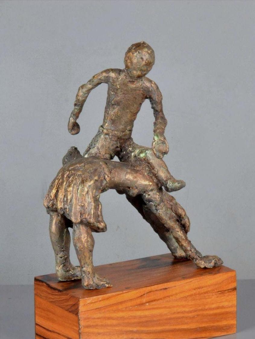 Figurative sculpture titled 'Pitangi', 11x9x7 inches, by artist Kishor Sharma on Bronze