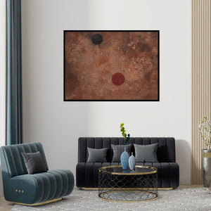 Preview of 'Planets (Celestial Dance)' Painting by Nirmal Yadav shown on a wall in a furnished room.