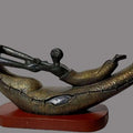 Play' figurative Bronze sculpture by artist Subrata Paul, 14x27 inch, on bronze