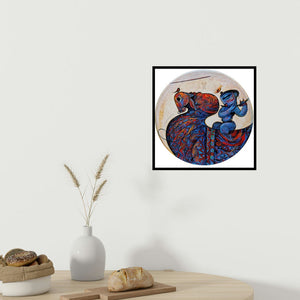 In-situ view of Ramesh Gujar's 'Playing Flute 1 (Divine Melody)' painting in a room