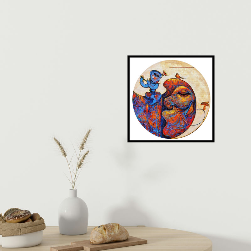 In-situ view of Ramesh Gujar's 'Playing Flute 2 (Divine Melody)' painting in a room