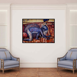 In-situ view of Suruchi Jamkar's 'Playing Marbles Into The Evening' painting in a room