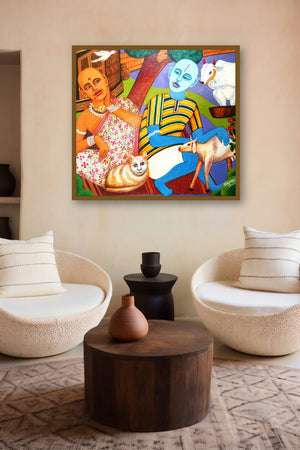 Pleasant Mood (Village Harmony) by artist V V Swamy displayed in a Contemporary gallery