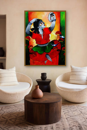 Poised (Reflections) by artist Sharmi Dey displayed in a Luxury gallery