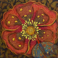Pollination' nature mixed-media painting by artist Yogesh Powale, 8x8 inch, on paper