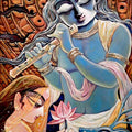 Religious acrylic painting titled 'Pooja', 36x24 inches, by artist Subrata Ghosh on Canvas