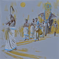 Pooram Procession 4' religious acrylic painting by artist Pankaj Bawdekar, 30x30 inch, on canvas