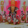 Religious acrylic painting titled 'Pooram Procession', 30x72 inch, by artist Pankaj Bawdekar on Canvas