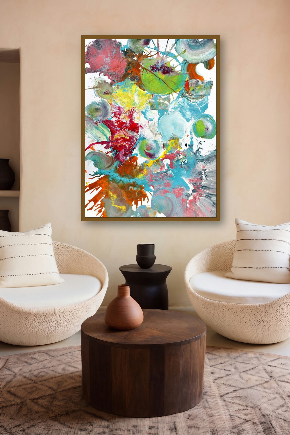 Pop Fluid No 3 (Celestial Dance: An Abstract Creation) by artist Sumit Mehndiratta displayed in a Contemporary gallery