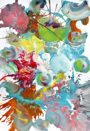 Pop Fluid No 3 (Celestial Dance: An Abstract Creation) by Sumit Mehndiratta, Original Acrylic Abstract Painting on Canvas, X-Small Vertical Wall Art