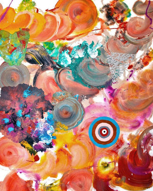 Pop Fluid No 6 (Fluid Forms) by Sumit Mehndiratta, Original Acrylic Abstract Painting on Canvas, Small Vertical Wall Art