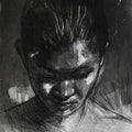 Figurative printmaking titled 'Portrait 5', 10x7 inches, by artist Dhananjoy Singh on Paper