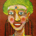 Portrait acrylic painting titled 'Portrait Of A Lady Iii', 13x10 inches, by artist Sambuddha Gupta on Paper