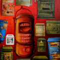 Figurative acrylic painting titled 'Post Box', 60x42 inches, by artist Samir Sarkar on Canvas