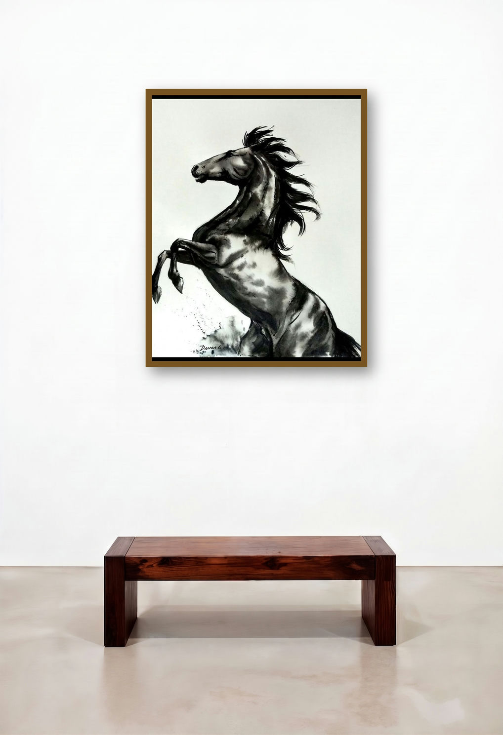 Power 01 (Leaping Majesty) by artist Deven Ramesh Bhosale displayed in a Luxury Foyer