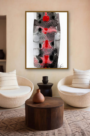 Power Of Control (Crimson Flow) by artist Huma Khan displayed in a Boutique gallery