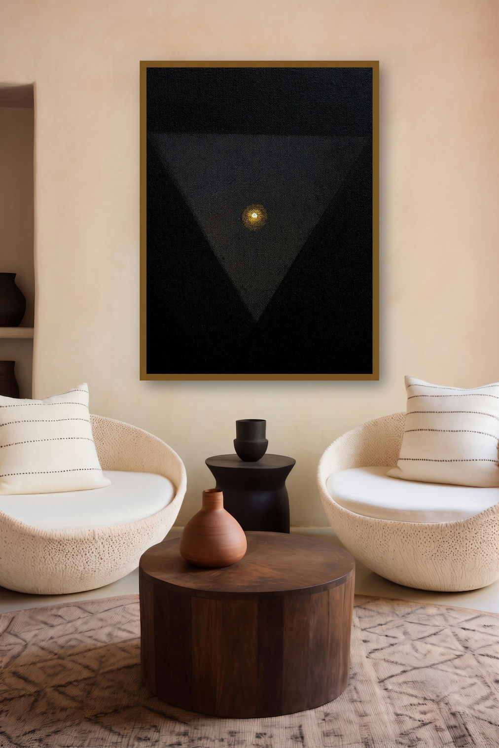 Prakrity (Inner Light Emergence) by artist Rajib Deyashi displayed in a Minimalist gallery