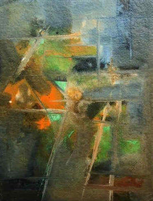 Prakruti Series 1 (Shifting Horizons**) by Nandkishor Thorat, Original Acrylic Abstract Painting on Paper, X-Small Vertical Wall Art