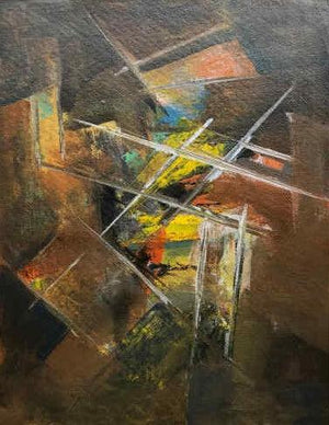 Prakruti Series 2 (Cosmic Dance**) by Nandkishor Thorat, Original Acrylic Abstract Painting on Paper, X-Small Vertical Wall Art