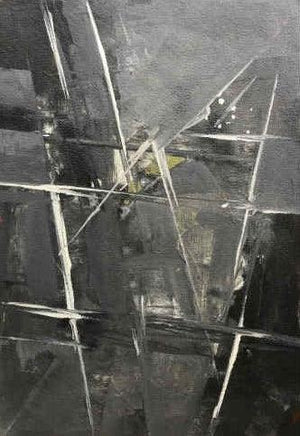 Prakruti Series 4 (Urban Tapestry**) by Nandkishor Thorat, Original Acrylic Abstract Painting on Paper, X-Small Vertical Wall Art