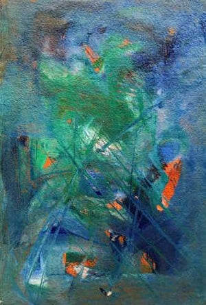 Prakruti Series 8 (Oceanic Dreams**) by Nandkishor Thorat, Original Acrylic Abstract Painting on Paper, X-Small Vertical Wall Art