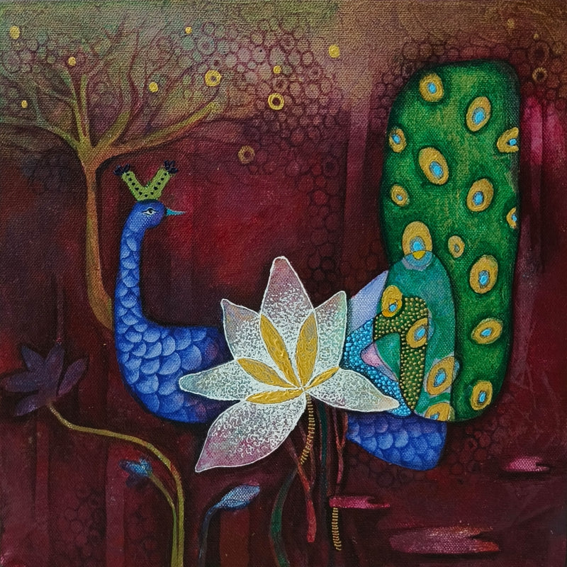 Preet' animals acrylic painting by artist Pooja Mhatre, 12x12 inch, on canvas