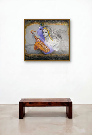 Prem Rang (Eternal Rhapsody) by artist Rakhi Baid displayed in a Industrial Dining Room