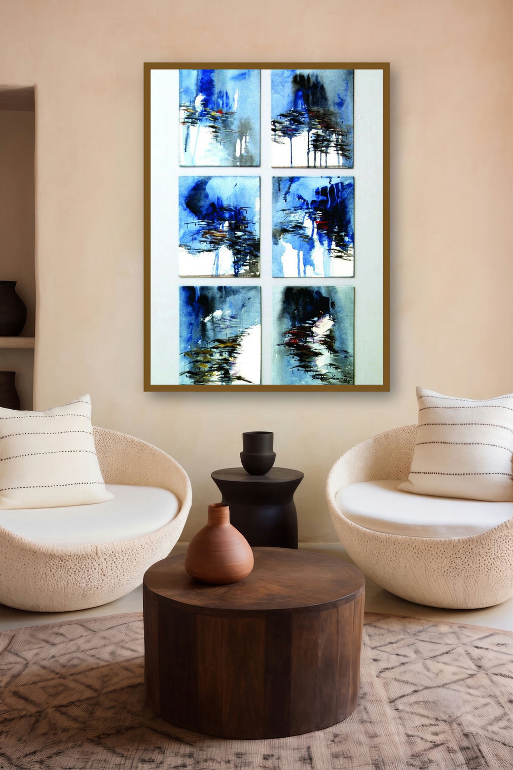 Present Landscape 3 (Azure Dreams: A Collection of Landscapes) by artist Solomon Rajendiran displayed in a Luxury gallery