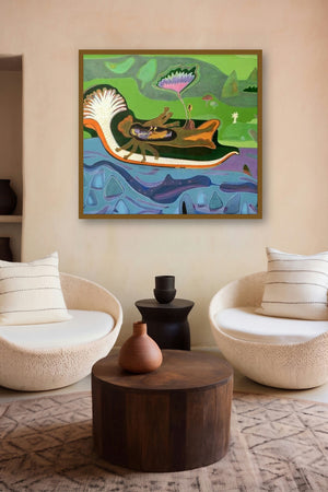 Preserver Of The Universe (Vishnu's Dream of Creation) by artist Rohit Joshi displayed in a Contemporary gallery