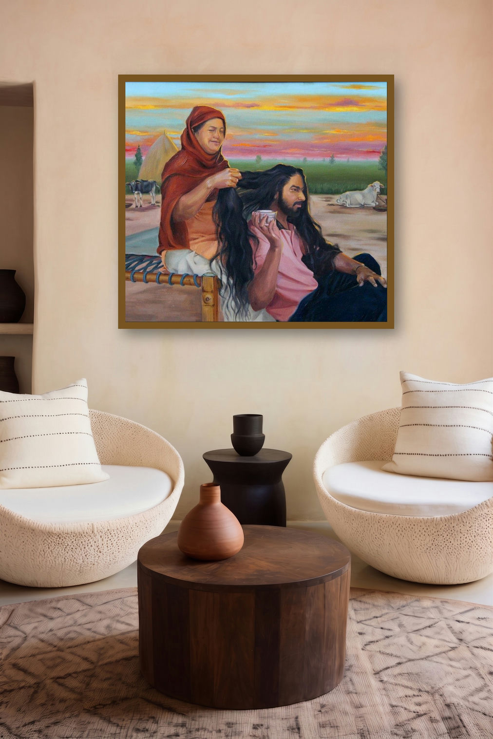 Priceless Bonding by artist Kulwinder Singh displayed in a Museum Style gallery