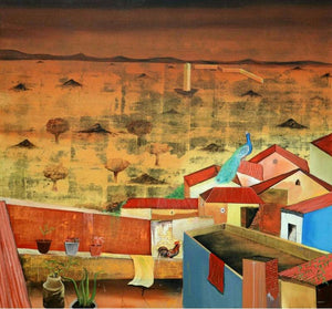 contemporary acrylic painting titled 'Prudent', 60x60 inches, by artist Ashish Kushwaha on Canvas