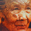 Portrait oil painting titled 'Pure Contentment 1', 24x39 inches, by artist Rajnikanta Singh on Canvas