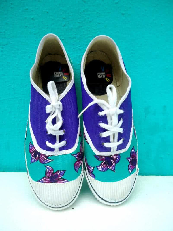 Purple Flower Hand Painted Shoe Handicraft By Rithika Kumar