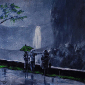 Purple Rain by Mopasang Valath, Print Acrylic Scenic Painting on Canvas, X-Small Square Wall Art