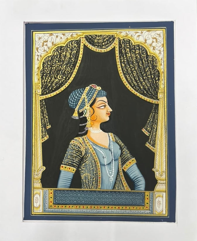 Queen 11' figurative miniature Traditional Art by artist Unknown, 10x8 inch, on silk