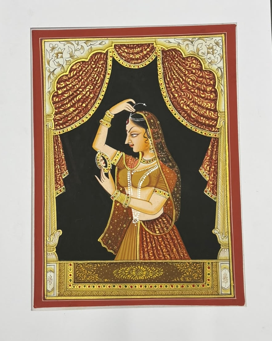 Queen 12' figurative miniature Traditional Art by artist Unknown, 10x8 inch, on silk