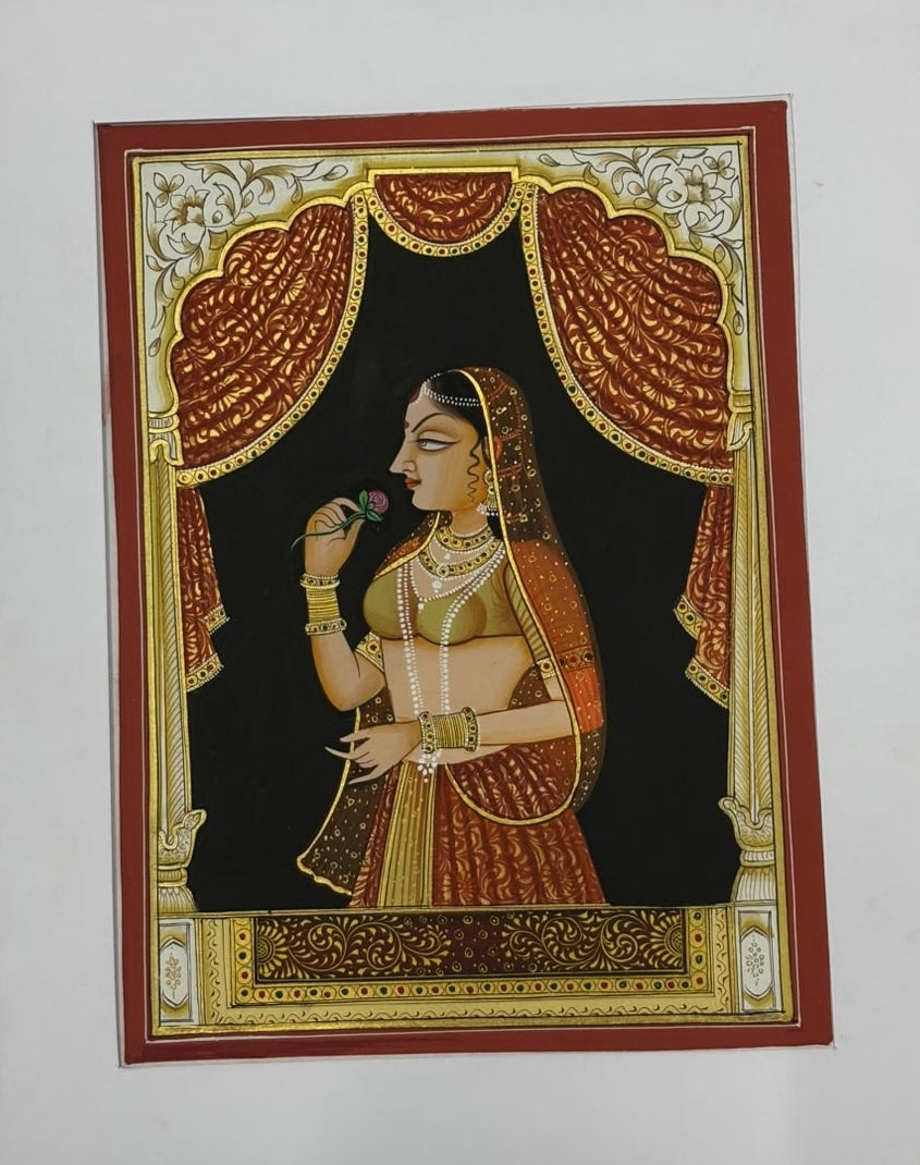 Queen 14' figurative miniature Traditional Art by artist Unknown, 10x8 inch, on silk