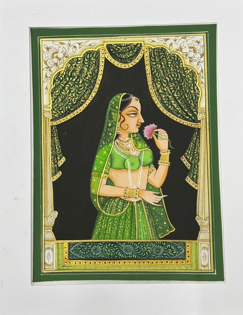Queen 16' figurative miniature Traditional Art by artist Unknown, 10x8 inch, on silk