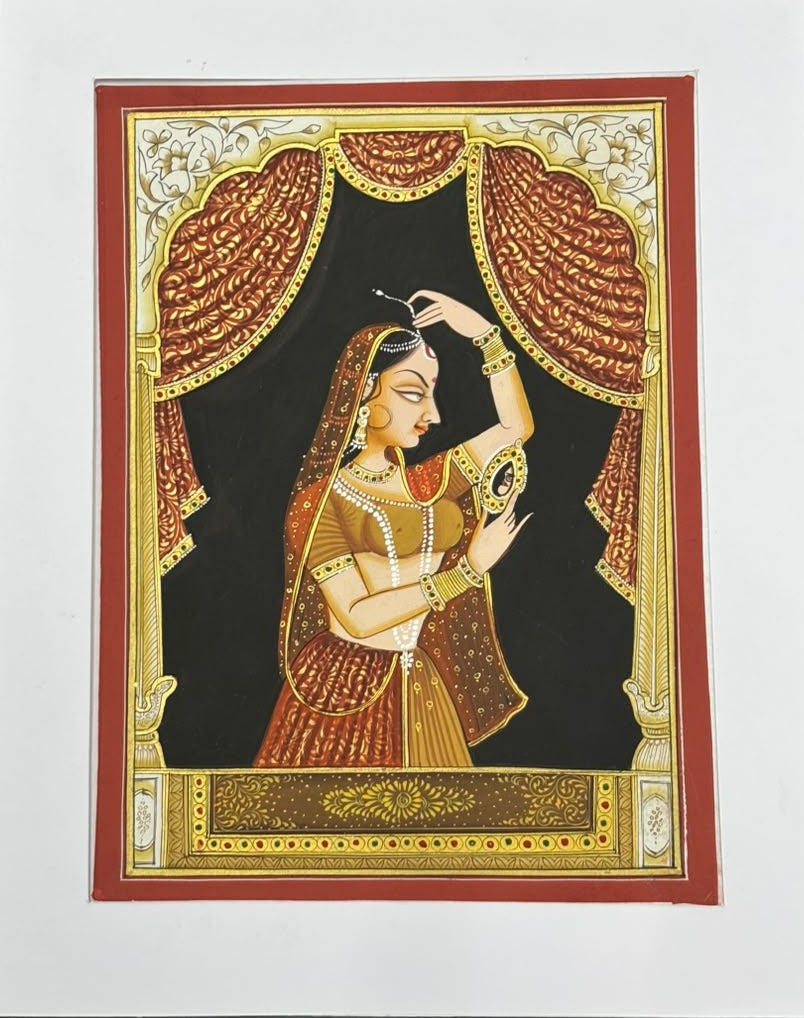 Queen 17' figurative miniature Traditional Art by artist Unknown, 10x8 inch, on silk